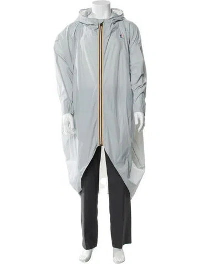 Pre-owned K-way Striped Windbreaker In Gray