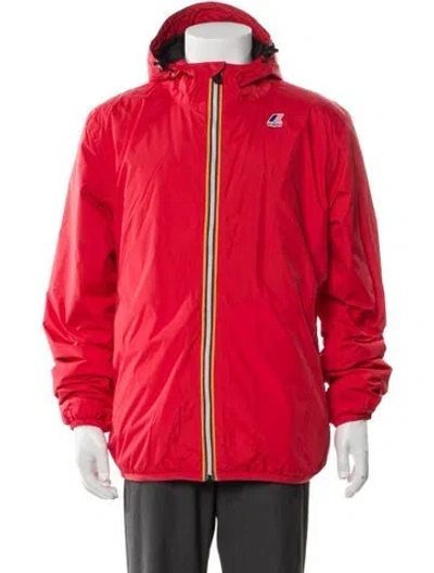 Pre-owned K-way Striped Windbreaker In Red