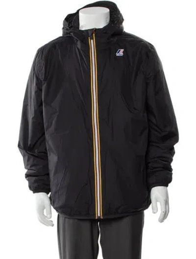 Pre-owned K-way Striped Windbreaker W/ Tags In Black