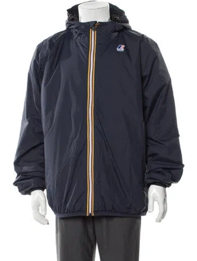 Pre-owned K-way Striped Windbreaker W/ Tags In Blue