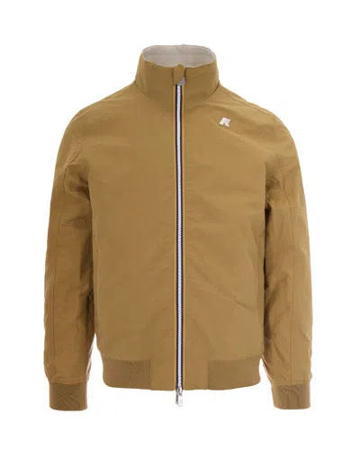 K-way Reversible Cotton Blend And Recycled Nylon Jacket In Brown