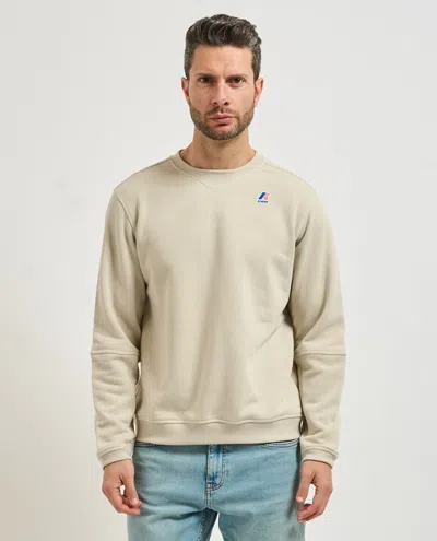 K-way Beige Crew Neck Sweatshirt In White