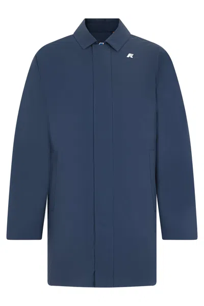 K-way Technical Stretch Blend Trench Coat In Blue