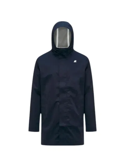 K-way Tommy Hooded Logo-detail Coat In Blue
