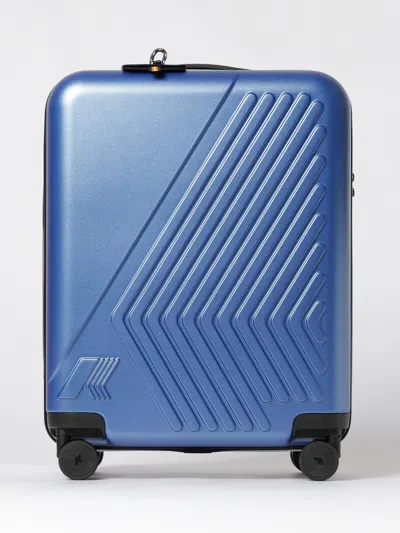 K-way Debossed-logo Suitcase In Blue