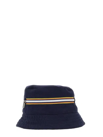 K-way Trendy Bucket Hat With Front Zipper Detail In Blue