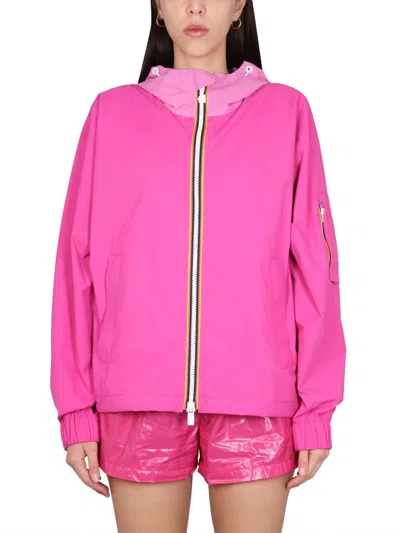 K-way Unisex Mini Jacket With Hood And Zipper Closure In Pink