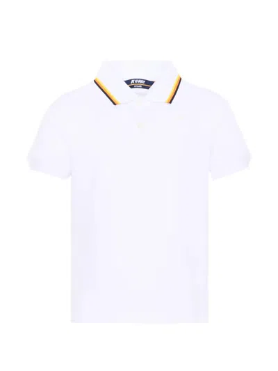 K-way Kids' Vincent Logo-patch Striped-trim Polo Shirt In White