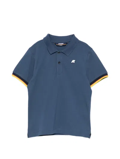 K-way Kids' Vincent Striped-trim Polo Shirt In Blue