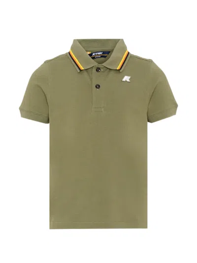 K-way Kids' Vincent Striped-trim Polo Shirt In Green