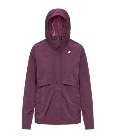 K-way Violet Women's Sporty Mid-length Glossy Rain Jacket In Purple
