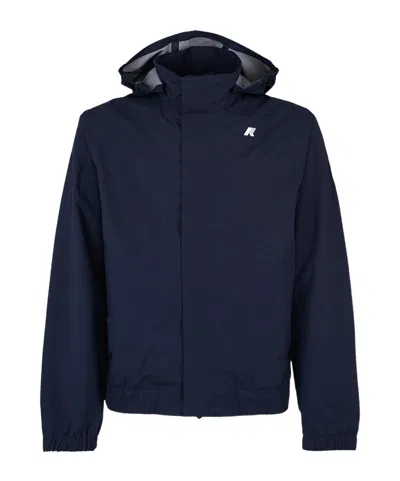 K-way Waterproof Hooded Jacket In Blue