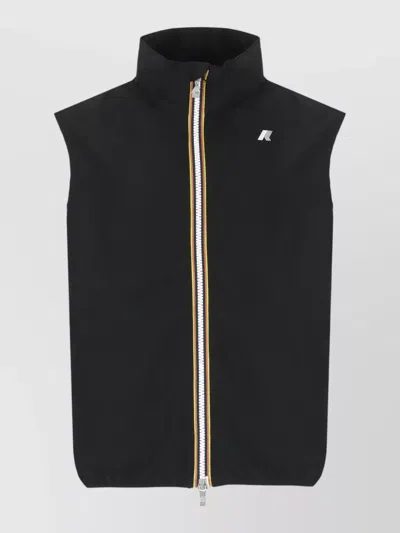 K-way Waterproof Vest Grosgrain Detail High Collar In Black