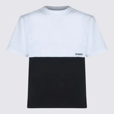 K-way White And Black Cotton T-shirt In Multi