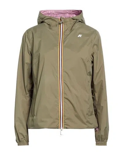 K-way Woman Jacket Military Green Size Xl Recycled Nylon