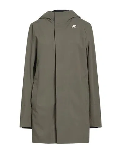 K-way Woman Overcoat & Trench Coat Military Green Size S Polyester, Polyurethane