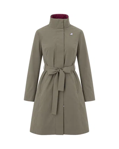 K-way Reversible Belted Trench Coat In Green