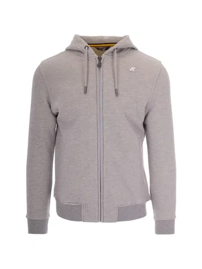 K-way Zip Logo Hoodie In Gray