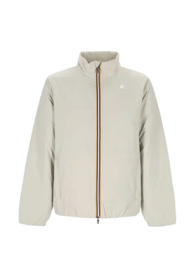 K-way Zip-fastening Jacket In Neutral