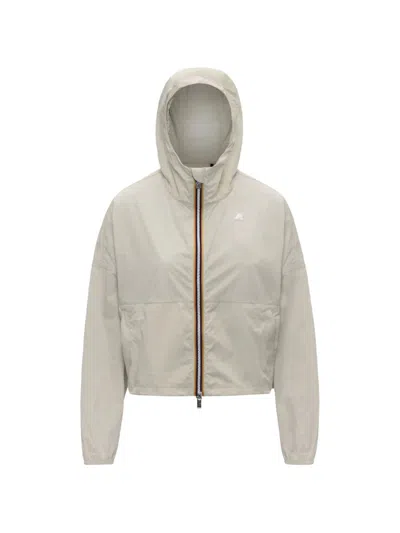 K-way Zip-up Cropped Jacket In Neutral