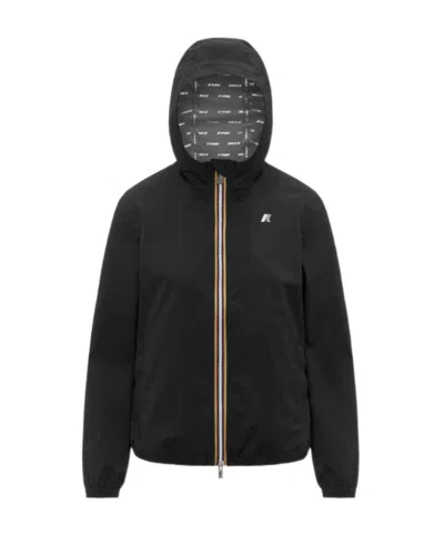 K-way Hooded Jacket Elasticated Cuffs Packable Design In Black