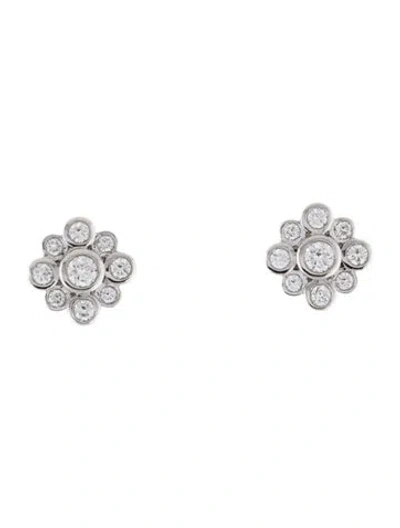 Pre-owned Kwiat 14k Diamond Floral Stud Earrings In Multicolor