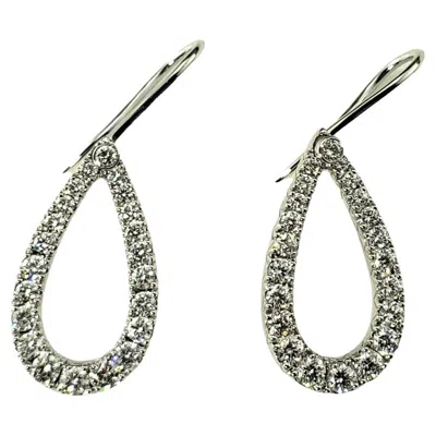 Pre-owned Kwiat 18 Karat White Gold And Diamond Tear Drop Earrings #17246