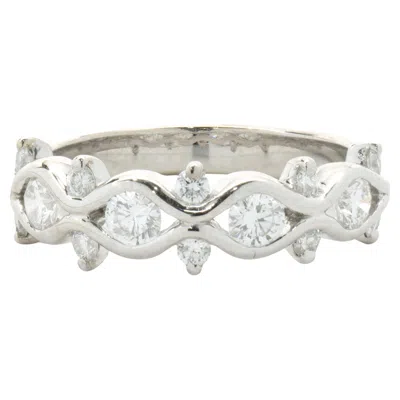 Pre-owned Kwiat 18 Karat White Gold Diamond Floral Band