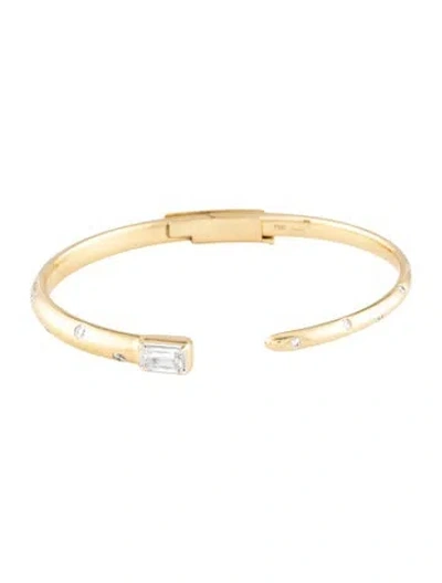 Pre-owned Kwiat 18k 1.05ctw Diamond Cobblestone Ashoka Hinged Cuff, 6.5" In Multicolor