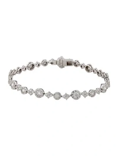 Pre-owned Kwiat 18k 3.16ctw Diamond Cluster Tennis Bracelet, 6.75" In Multicolor