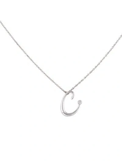 Pre-owned Kwiat 18k Diamond 'c' Initial Pendant Necklace, 18" In Multicolor