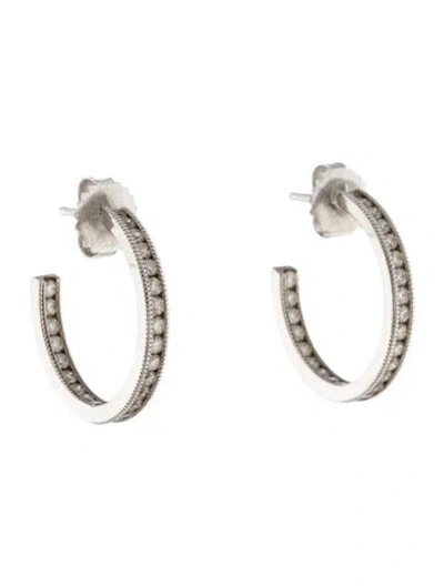 Pre-owned Kwiat 18k Diamond Inside-out Open Back Hoop Earrings In Multi