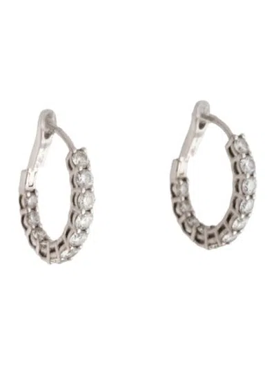 Pre-owned Kwiat 18k Diamond Petite Hoop Earrings In Multicolor