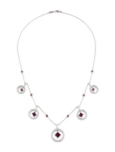 Pre-owned Kwiat 18k Rhodolite & Diamond Station Necklace, 16" In Multi