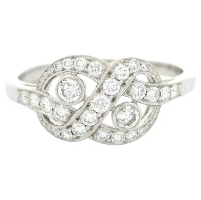 Pre-owned Kwiat 18k White Gold 0.40ctw Pave & Bezel Diamond Knot Ring "vintage"