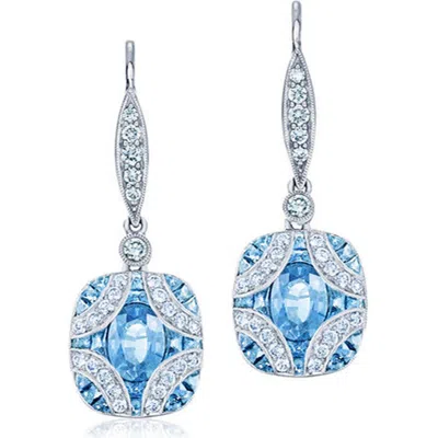 Kwiat 18k White Gold Aquamarine & Diamond Drop Earrings In Multi