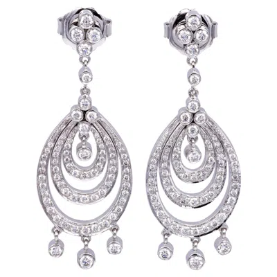 Pre-owned Kwiat 18k White Gold Chandelier 3.00ct Tw Round Diamond Dangle Drop Earrings