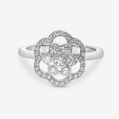 Kwiat 18k White Gold, Diamond Statement Flower Ring In Metallic