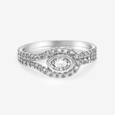 Kwiat 18k White Gold, Oval Diamond Button Ring In Silver