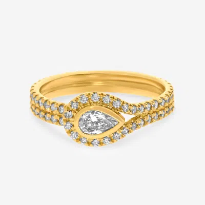 Kwiat 18k Yellow Gold, Pear Shape Diamond Button Ring In Silver