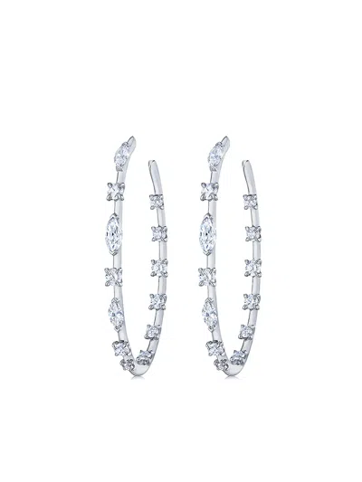Kwiat 18kt White Gold Diamond Starry Night Hoop Earrings In Silver