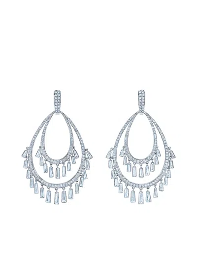 Kwiat 18kt White Gold Legacy Flamenco Diamond Earrings In Silver