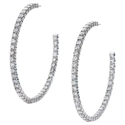 Pre-owned Kwiat 6.49tcw 18k White Gold Round Brilliant Diamond Hoop Earrings