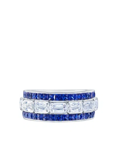 Kwiat Ashoka Sapphire East-west Partway Band Ring In Blue