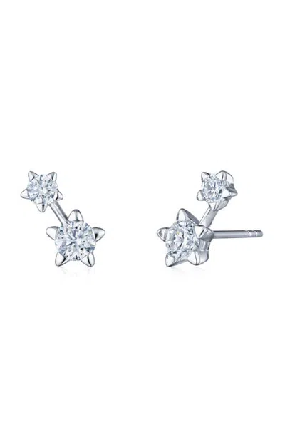 Kwiat Duo Stud Earrings With Star-set Diamonds In Silver