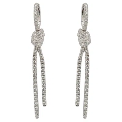 Pre-owned Kwiat Entwine Collection Platinum 2.05ctw Pave Diamond Knotted Drop Earrings In Multi
