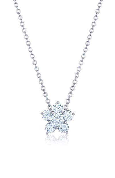Kwiat Floral Diamond Cluster Pendant Necklace In White