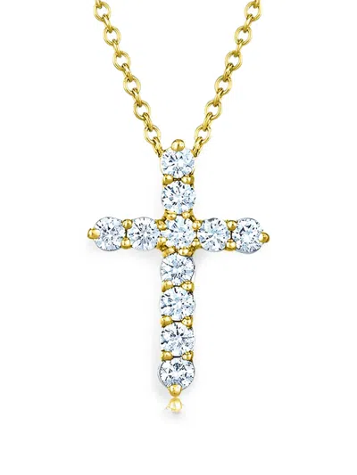 Kwiat Mini Cross Diamond Cross Necklace In Gold
