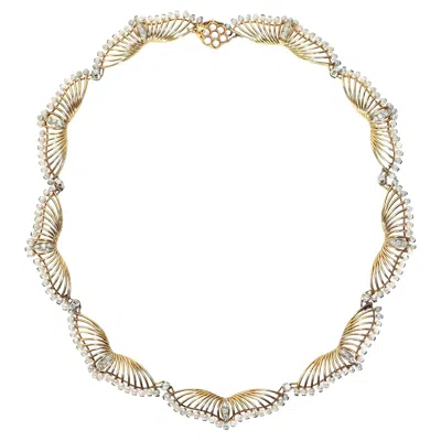 Pre-owned Kwiat Pearl And Diamond Gold Necklace In Multi