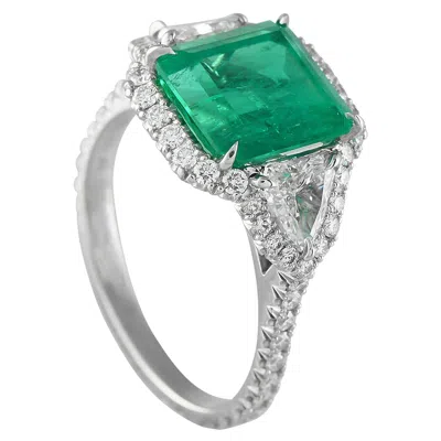 Pre-owned Kwiat Platinum 1.0ct Diamond And Emerald Ring In Green
